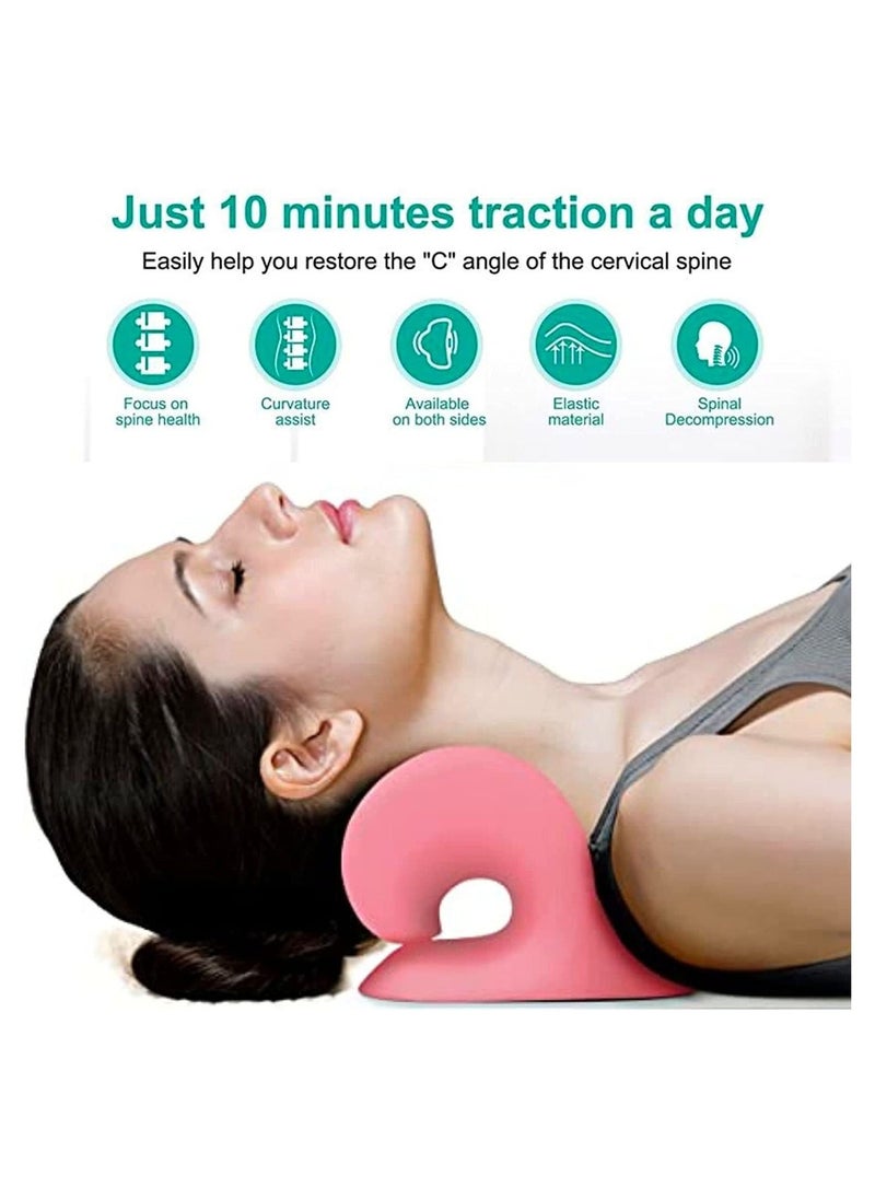 BEAUTY AMBITION Neck and Shoulder Relaxer, Cervical Traction Device for TMJ Pain Relief and Cervical Spine Alignment, Chiropractic Pillow, Neck Stretcher, Neck pillow (Pink)  - Image 3