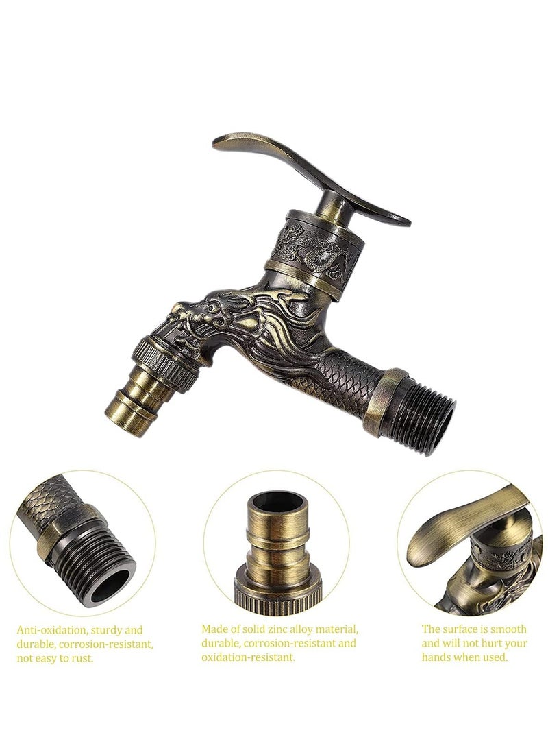 Excefore Wall Mount Faucet, Vintage Brass Outdoor Tap, Antique Garden Tap Kit, Zinc Alloy Basin Tap Faucet for Home, Kitchen, Bathroom, Outdoor, Garden (1/2")  - Image 2