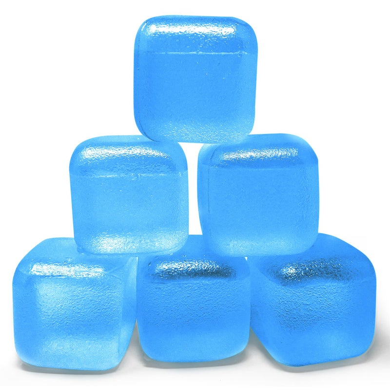 LEONNS Extra Large Reusable Ice Cubes (2.2" Sq.) 6-Pack - BPA Free Plastic - Great for Cryotherapy Machines, Cold Therapy Units, (Blue) - Image 1