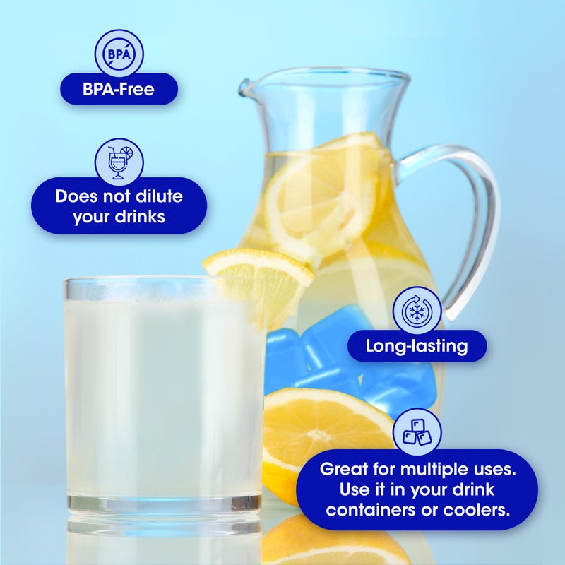 LEONNS Extra Large Reusable Ice Cubes (2.2" Sq.) 6-Pack - BPA Free Plastic - Great for Cryotherapy Machines, Cold Therapy Units, (Blue) - Image 3