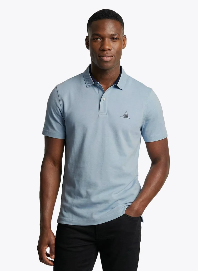 Nautica Men Short Sleeve Polo Shirt for Smart Casual, Weekend and Comfortable Wear - Blue