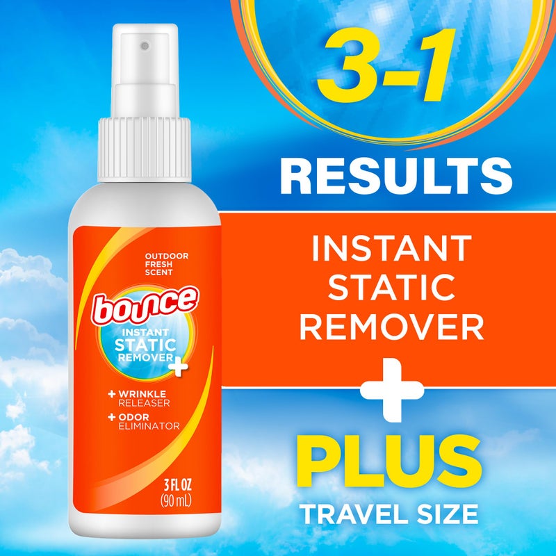 Bounce Anti Static Spray, 3 in 1 Anti Static & Instant Wrinkle Release, Odor Eliminator & Fabric Refresher, Rapid Touch Travel Spray (3 Oz, Pack of 1) - Image 5