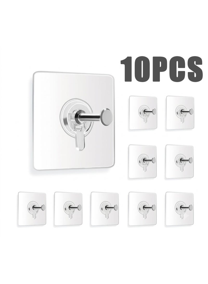 10 Pack Self Adhesive Plastic Wall Hooks - Heavy Duty 5.9 lbs Max - Picture Hangers for Home and Office Decor, Easy Hooks for Wall Decoration - Image 1