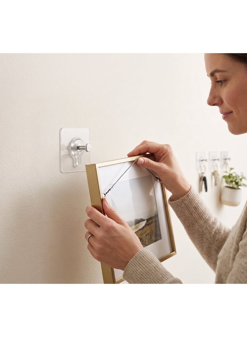 10 Pack Self Adhesive Plastic Wall Hooks - Heavy Duty 5.9 lbs Max - Picture Hangers for Home and Office Decor, Easy Hooks for Wall Decoration - Image 2