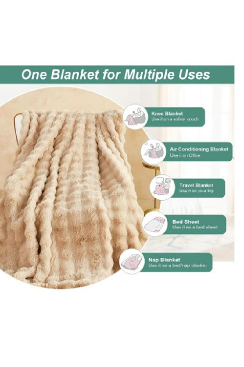 MONOGUE Ultra Soft Faux Fur Throw Blanket – Cozy Plush Fuzzy Blanket for Sofa, Couch & Bed - Image 3