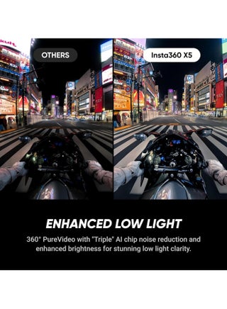 X5 Motorcycle Bundle | 15M Waterproof 8K 360 Action Camera, Dual 1/1.28" Sensor, Low Light Capture, Wind Guard, Replaceable Lens, 185 Mins Battery Life, AI Editing, Auto Stabilization - Black - view 5