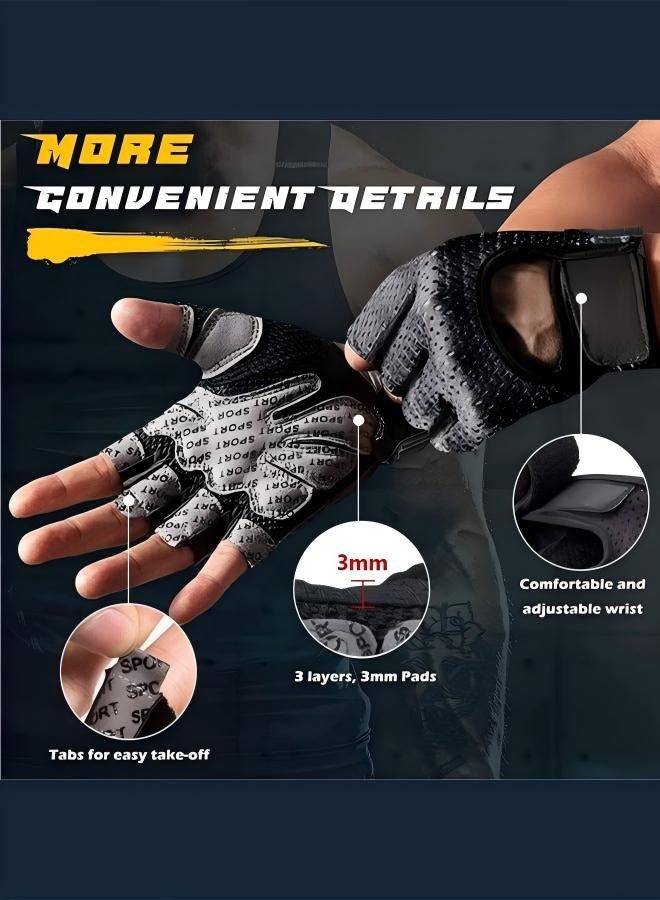 سبورت قفازات يد رياضية مضادة للانزلاق ومقاومة للتآكل - قفازات رياضية مريحة وجيدة التهوية مع شريط فيلكرو - قفازات رفع الأثقال غير سهلة الارتداء - Image 5