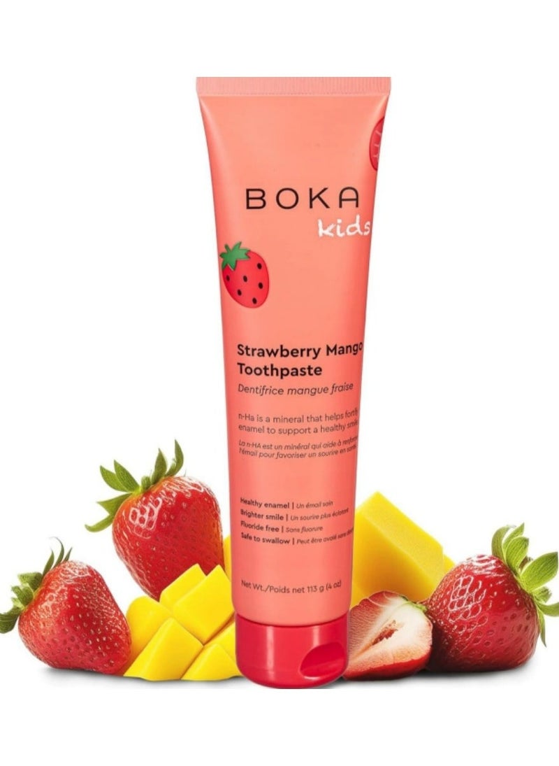 BOKA Boka Fluoride Free Toothpaste- Nano Hydroxyapatite, Remineralizing, Sensitive Teeth, Whitening- Dentist Recommended for Adult, Kids Oral Care- Strawberry Mango Flavor, 4oz - Image 1