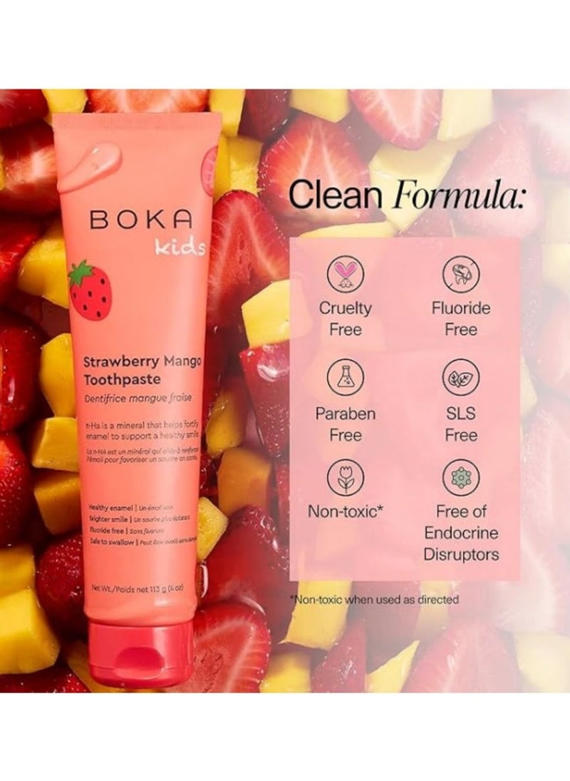 BOKA Boka Fluoride Free Toothpaste- Nano Hydroxyapatite, Remineralizing, Sensitive Teeth, Whitening- Dentist Recommended for Adult, Kids Oral Care- Strawberry Mango Flavor, 4oz - Image 4