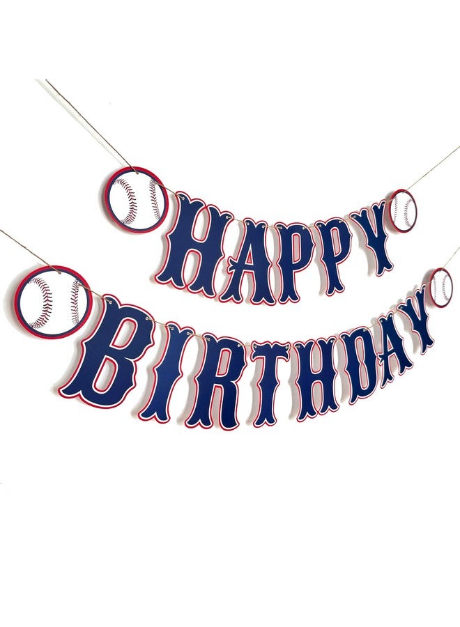 ZTZTST Ozczkzz Happy Birthday Banner Baseball,Navy Blue,Baseball Birthday Party Decorations - Image 1