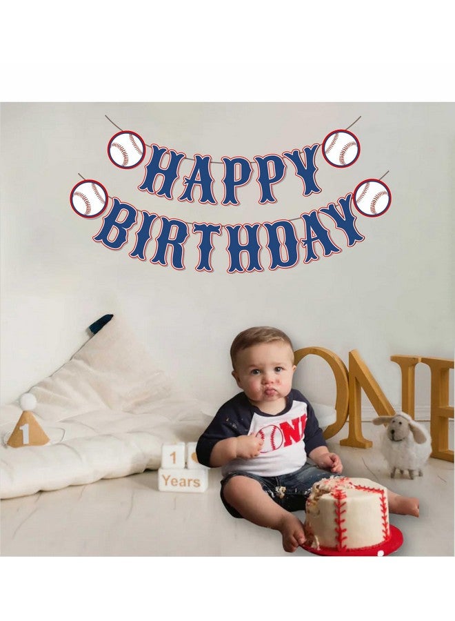 ZTZTST Ozczkzz Happy Birthday Banner Baseball,Navy Blue,Baseball Birthday Party Decorations - Image 3
