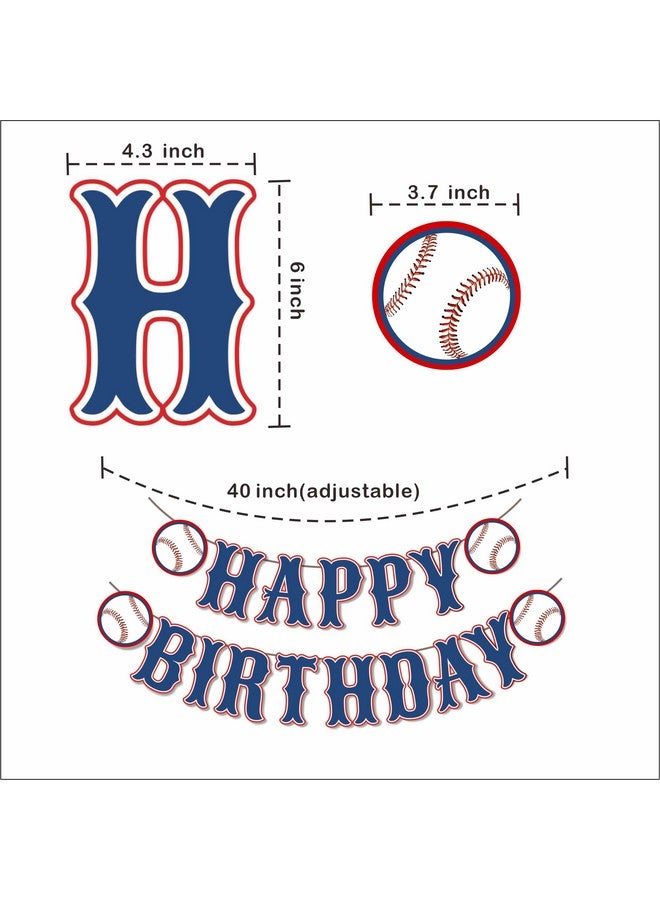 ZTZTST Ozczkzz Happy Birthday Banner Baseball,Navy Blue,Baseball Birthday Party Decorations - Image 2