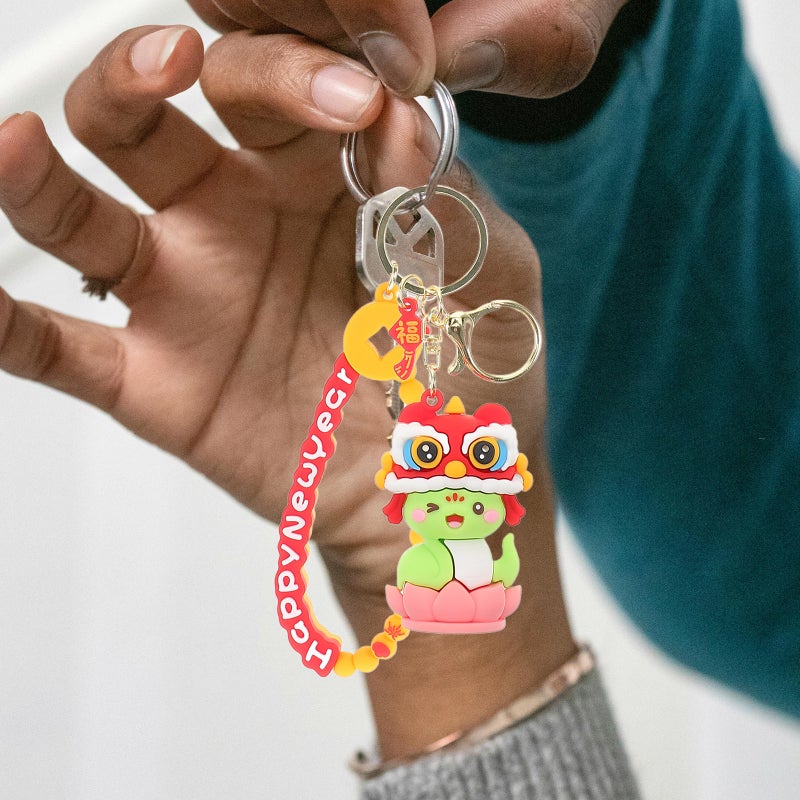 Cartoon Snake Keychain Cute Animal key Backpack Pendant 2025 Chinese New Year Decorations for Car Keys Accessories - Image 4