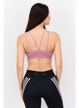 Adidas Women Brand Logo Removable Padded Sports Bra, Mauve  - Image 3