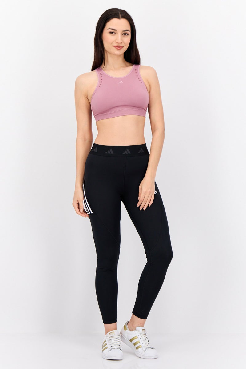 Adidas سوتيان رياضي للنساء بشعار العلامة التجارية مع وسادات قابلة للإزالة، موف - Image 4