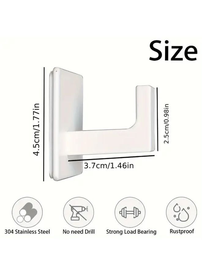 5 Pack White Self Adhesive Square Towel Hooks No Drill Wall Mounted Hangers - Image 4