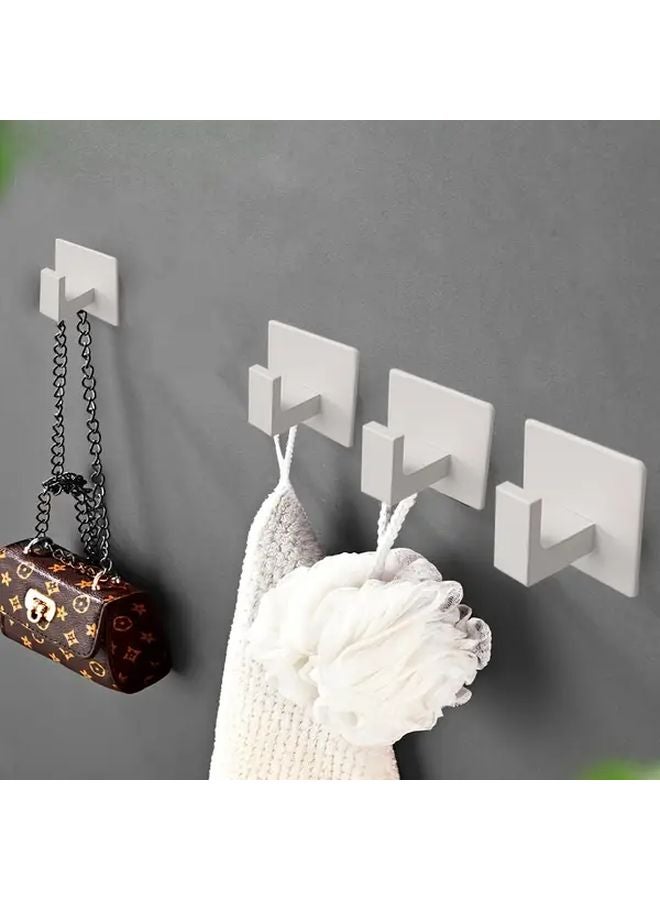 5 Pack White Self Adhesive Square Towel Hooks No Drill Wall Mounted Hangers - Image 3