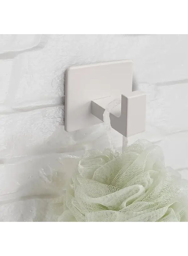 5 Pack White Self Adhesive Square Towel Hooks No Drill Wall Mounted Hangers - Image 5