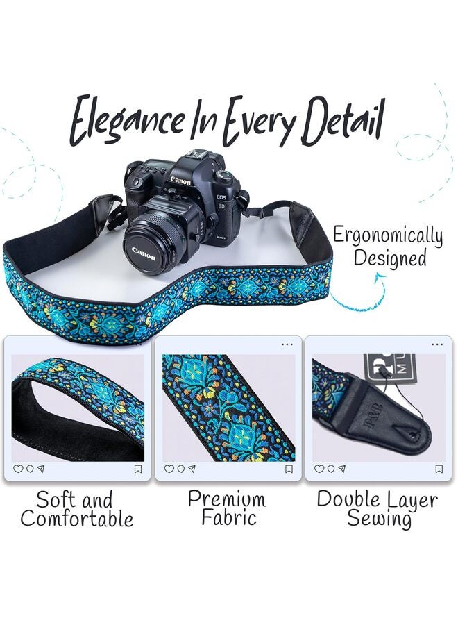 Camera Strap Padded Universal Fit Neck Shoulder and Crossbody Strap Quick Release Photographer Gift for Men and Women, Blue, 133cm*5cm - Image 3