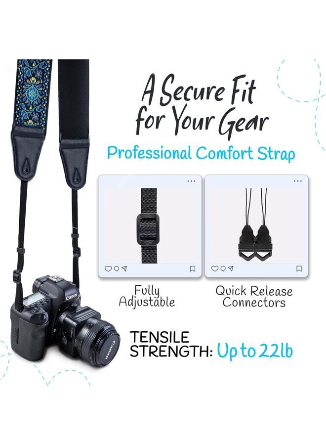 Camera Strap Padded Universal Fit Neck Shoulder and Crossbody Strap Quick Release Photographer Gift for Men and Women, Blue, 133cm*5cm - Image 2