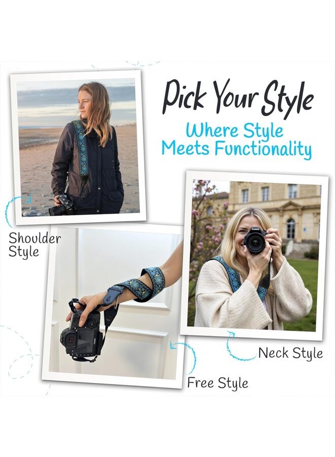 Camera Strap Padded Universal Fit Neck Shoulder and Crossbody Strap Quick Release Photographer Gift for Men and Women, Blue, 133cm*5cm - Image 5