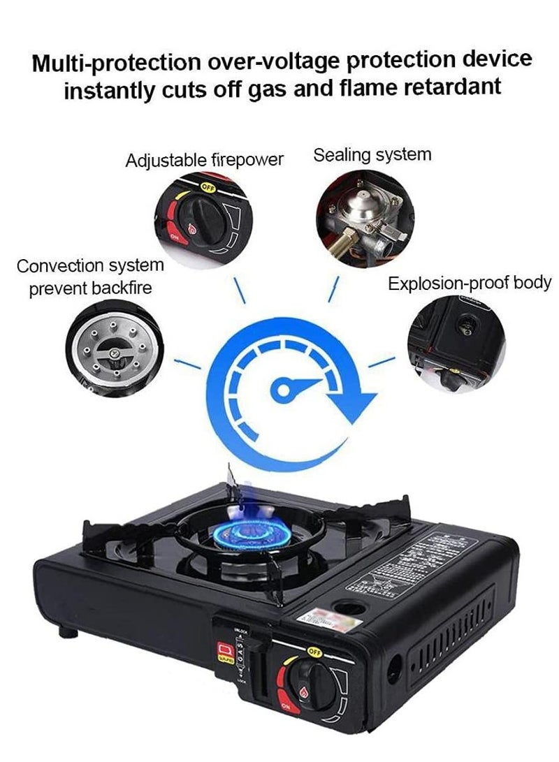 GO2CAMPS Camping Stove with 4-Piece Butane Gas Catridge -Two Way - Black/Orange/Red - Image 4