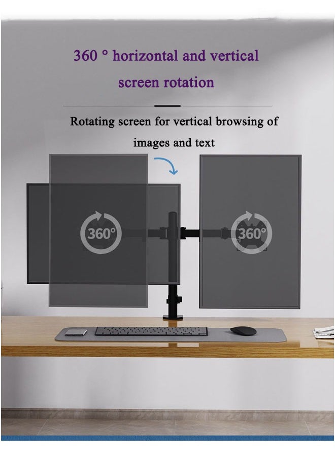 عربست - حامل شاشة مزدوج، حامل مكتب، ذراع شاشة لشاشتين LCD LED حتى 27 بوصة، حامل شاشة قابل للتعديل بالكامل، حامل شاشة ألعاب مع مشبك وقاعدة تثبيت بمشبك وقاعدة تثبيت جروميت - Image 1
