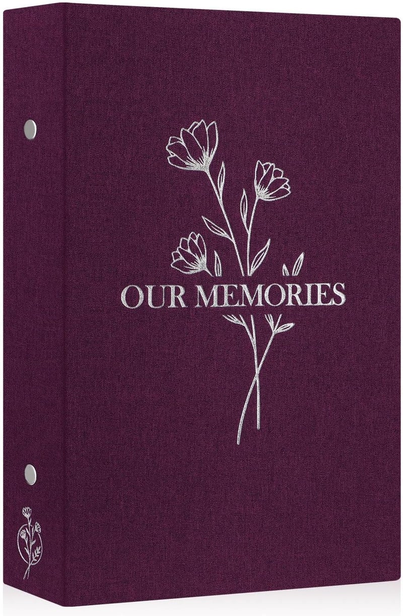 Lanpn Photo Album 6x4 Slip in, OUR MEMORIES Linen 300 Pockets Photo Albums Holds Landscape Only 10x15cm Picture Purple - Image 1