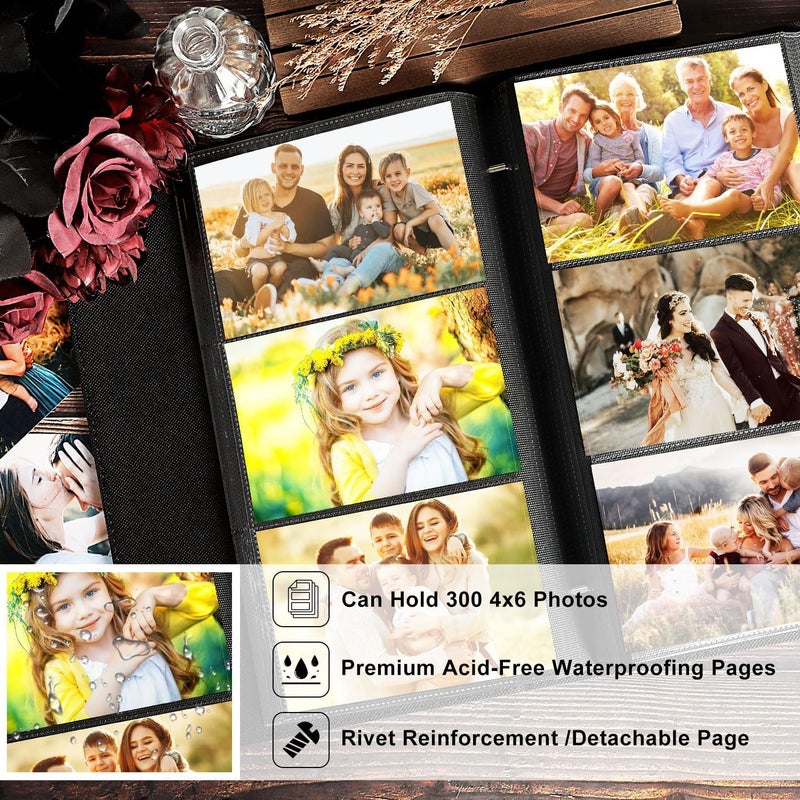 Lanpn Photo Album 6x4 Slip in, OUR MEMORIES Linen 300 Pockets Photo Albums Holds Landscape Only 10x15cm Picture Purple - Image 5