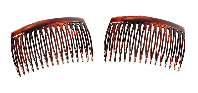 Caravan Side Comb Made in France of Cellulid Aceteae in Tortoise Shell Pair 05 Ounce