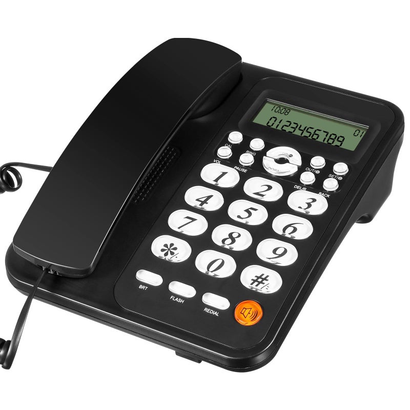 Desktop Landline Phone with Caller ID Loud Ringer One Touch Dial Wall Mount for Home Office Seniors - Image 2
