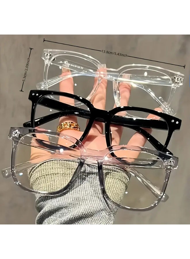 SCENT HOUSE 3 Pairs Unisex Fashion Glasses, Square Frame Suitable for Dressing Up, Gaming, Phone Use, Watching TV, Stylish Campus Style, Clear Black Frames with Facial Contour Design (Includes eyeglass case)
,blue lighe blocking glasses,eyeglasses - Image 5