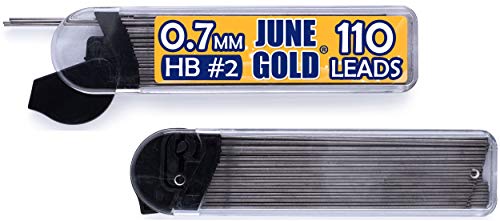 June Gold 72 Mechanical Pencils, 0.7 mm HB Lead, 2 Lead Dispensers with 220 Refills & 16 Erasers, Break Resistant, Convenient Side Click & Soft Non-Slip Grip - Image 5