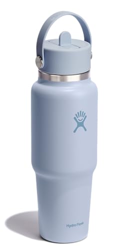 Hydro Flask Travel Water Bottle - Insulated Stainless Steel - Wide Straw Lid, Non Spill, Leakproof in 32 Oz Surf Blue - Image 2