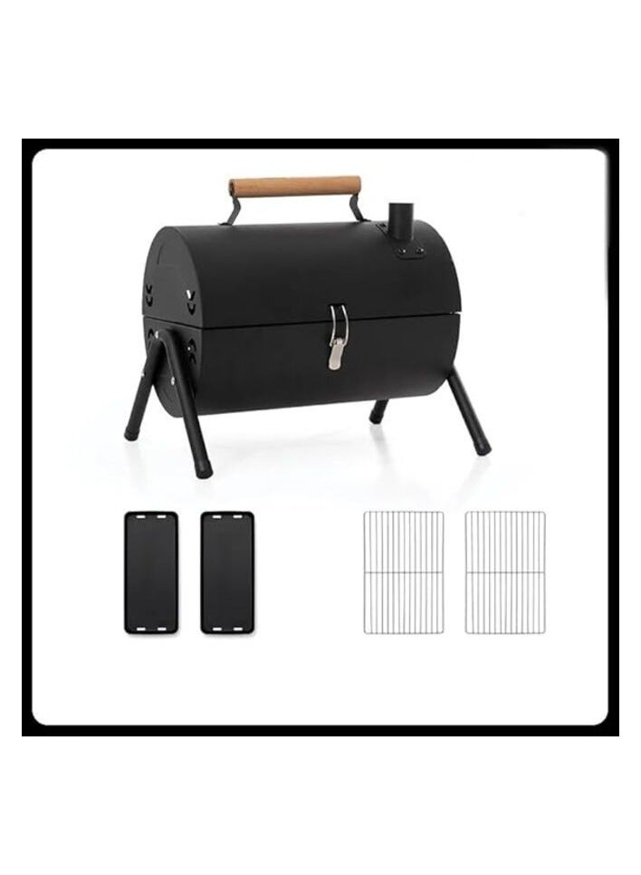 VIO Barbecue Grill with Round Lid Stainless Steel Charcoal Grill Foldable Durable Outdoor Household Camping BBQ Smoker for Outdoor Cooking Picnic Patio Backyard Camping Cooking - Image 2