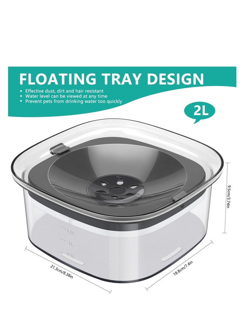 Excefore Pet Cat Dog Water Bowl, Non-Slip Slow Water Feeder for Cats, 2L Large Capacity No Spill Splash Free Cat Water Bowl, for Dogs Cats Pets (Transparent) - Image 3