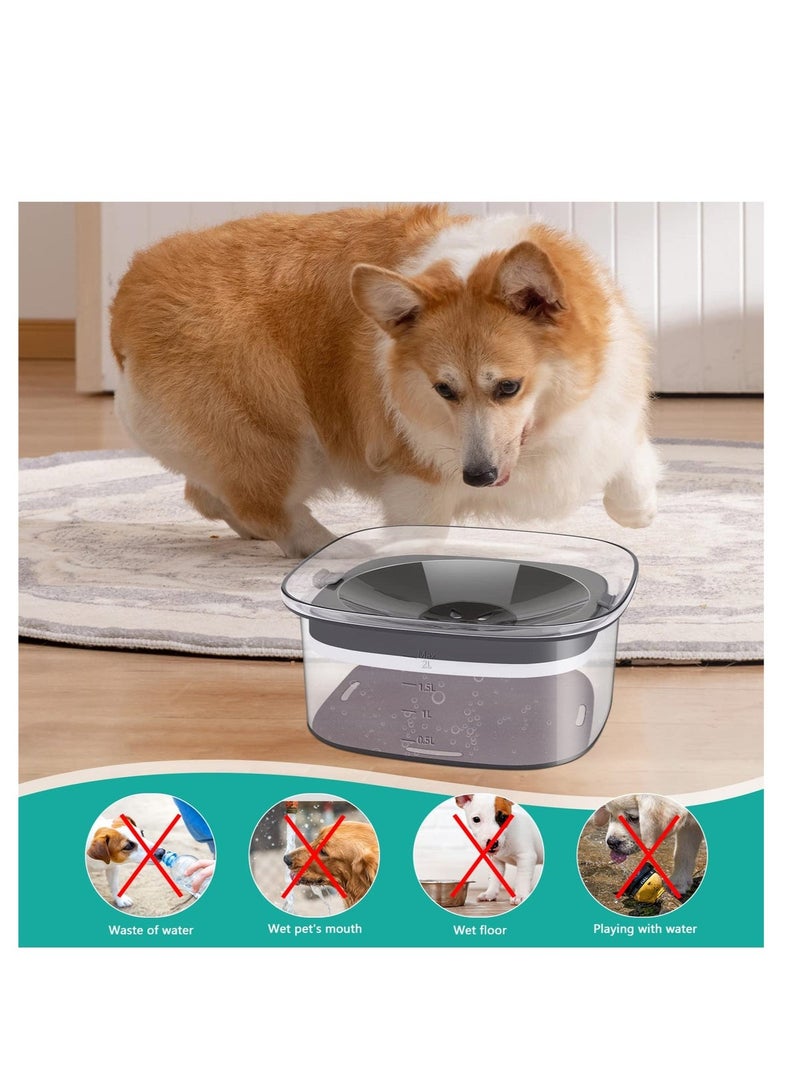 Excefore Pet Cat Dog Water Bowl, Non-Slip Slow Water Feeder for Cats, 2L Large Capacity No Spill Splash Free Cat Water Bowl, for Dogs Cats Pets (Transparent) - Image 5