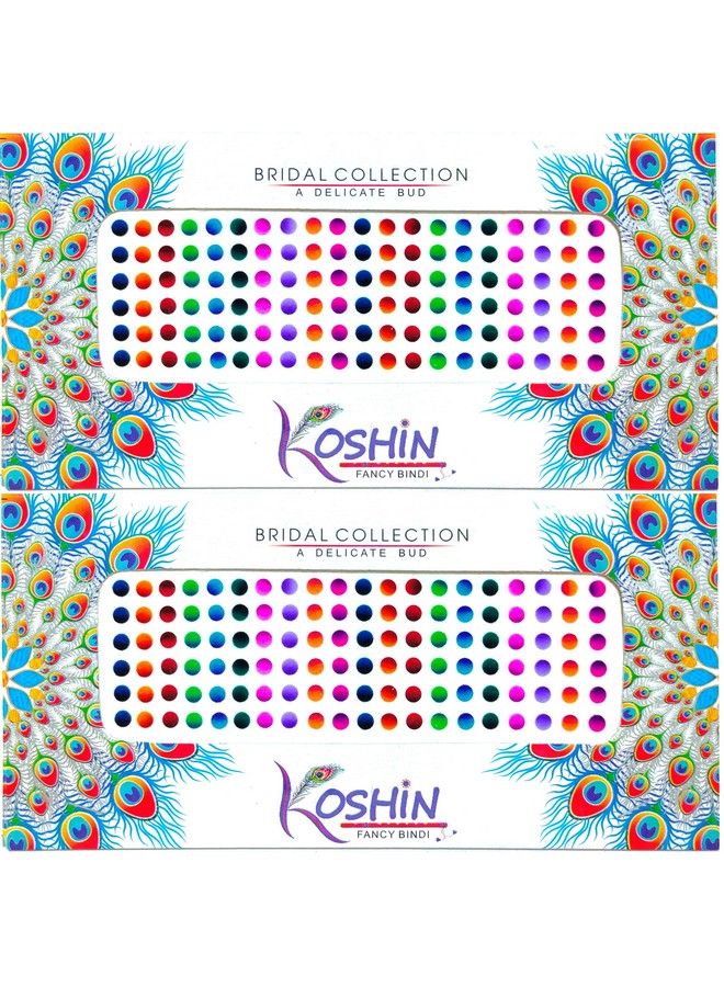 KOSHIN Multi Color Double Shade Round Small Size (Per Bindi Diameter 5 Mm) Forehead Bindi For Girls Women Ladies Multi Color Bindi Pack 2  - Image 3