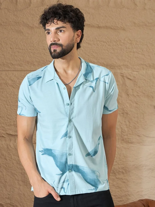 Take Two REPRISE Blue Printed Casual Shirt