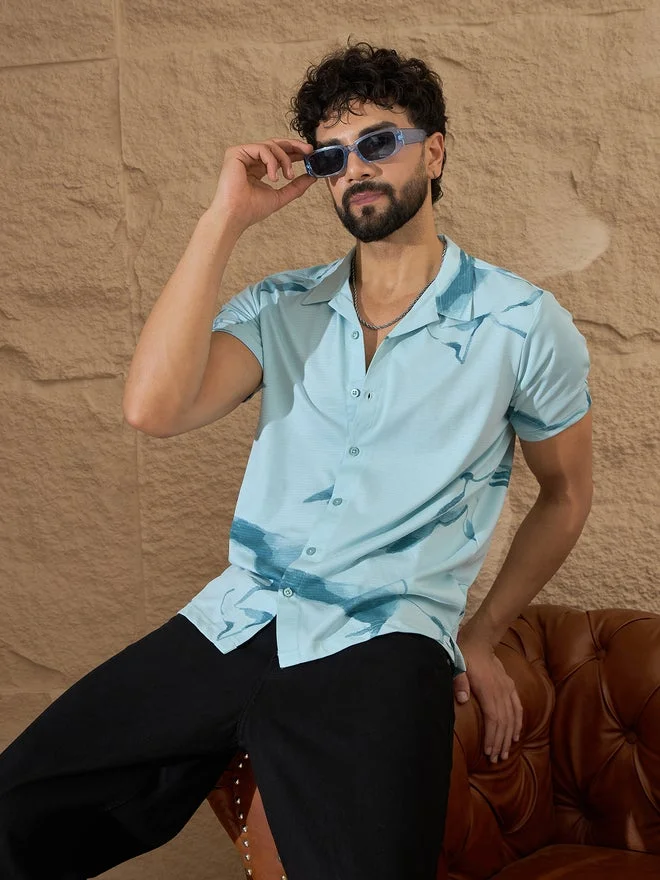 Take Two REPRISE Blue Printed Casual Shirt
