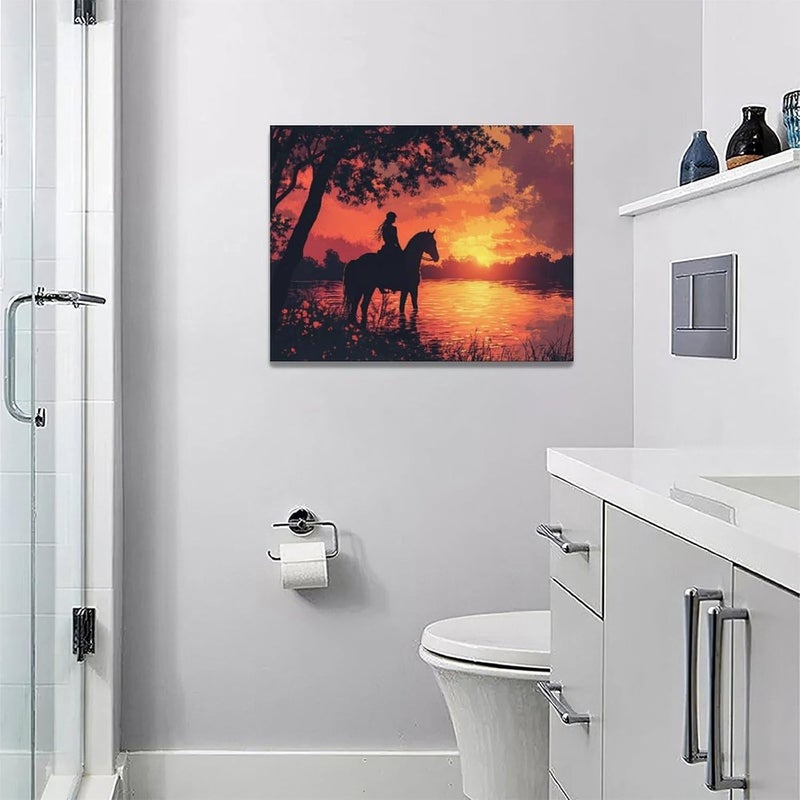 Fuzawet Horse Canvas Wall Art - Lake Sunset - Image 5