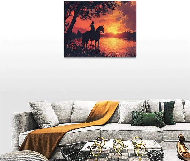 Fuzawet Horse Canvas Wall Art - Lake Sunset - Image 4