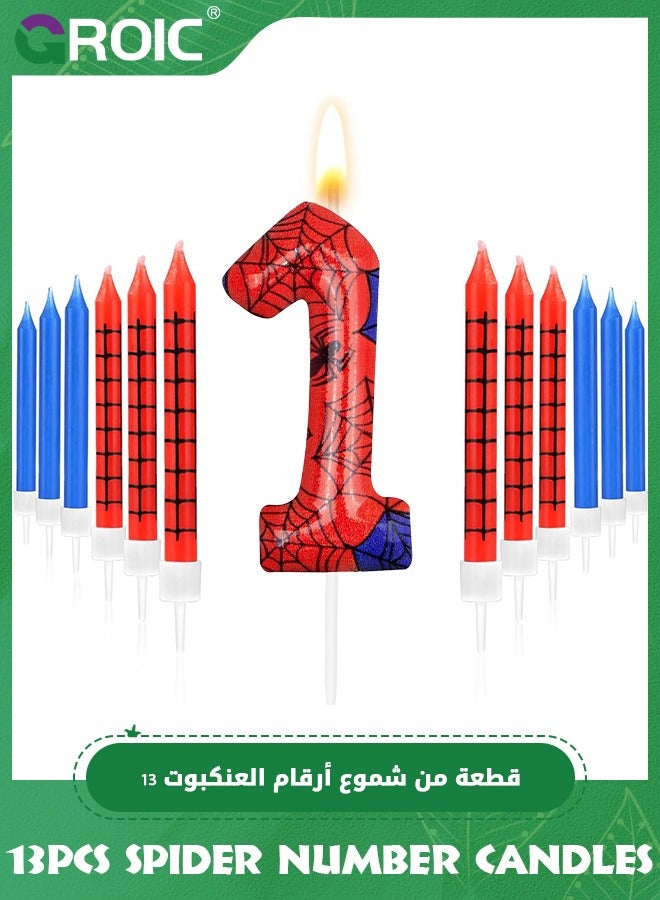GROIC 13pcs Spider Web Birthday Candles, Number Birthday Candles for Kids ​Birthday Party Spider Theme Decorations, Cake Candles Cake Topper Candle, Candle Number for Birthday Party Supplies (1) - Image 1