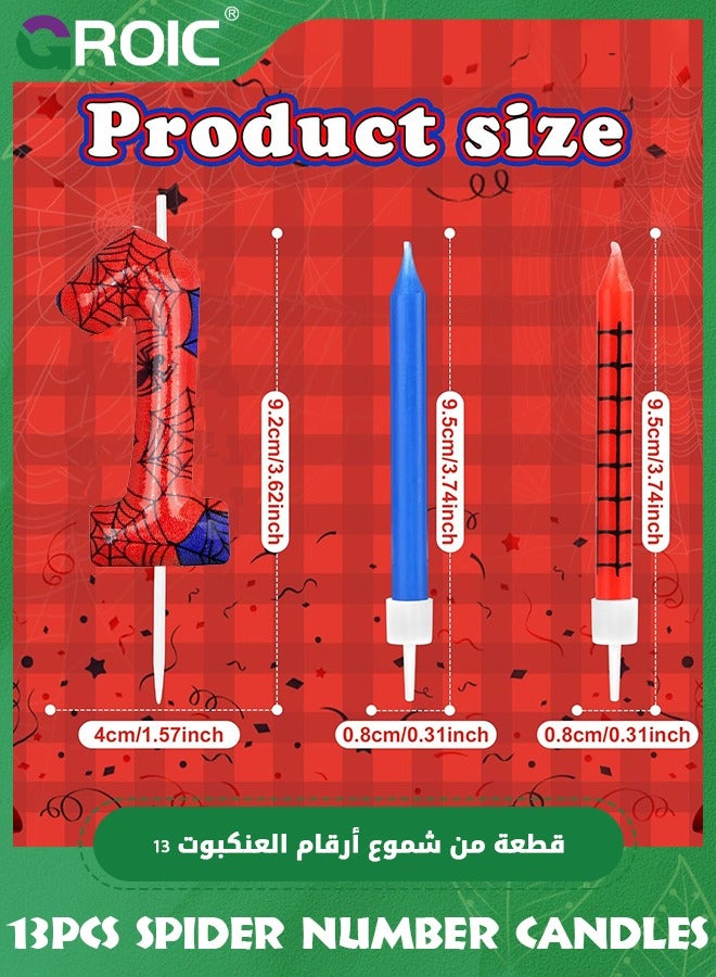 GROIC 13pcs Spider Web Birthday Candles, Number Birthday Candles for Kids ​Birthday Party Spider Theme Decorations, Cake Candles Cake Topper Candle, Candle Number for Birthday Party Supplies (1) - Image 2