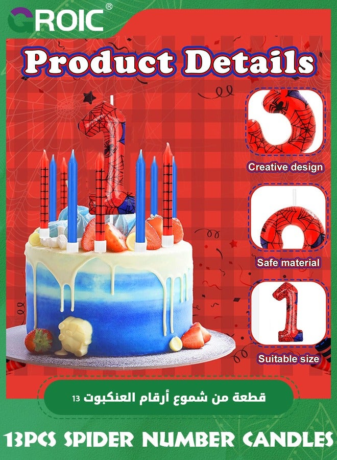 GROIC 13pcs Spider Web Birthday Candles, Number Birthday Candles for Kids ​Birthday Party Spider Theme Decorations, Cake Candles Cake Topper Candle, Candle Number for Birthday Party Supplies (1) - Image 3