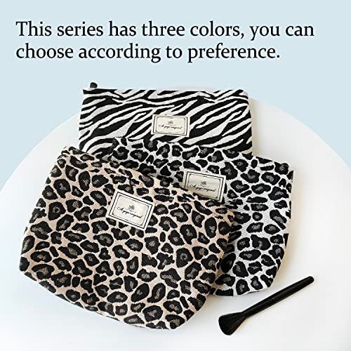 STARDW Leopard Makeup Bag Organizer Cosmetic Bags for Women and Girls,Travel Toiletry Bag Large Capacity Canvas Makeup Zipper Pouch, Purse Organizer Pouches (Brown Leopard) - Image 2