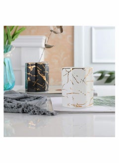 Excefore Ceramic Desk Pen Holder, Stand Golden Pattern  Pencil Cup Pot Desk Organizer  - Image 2