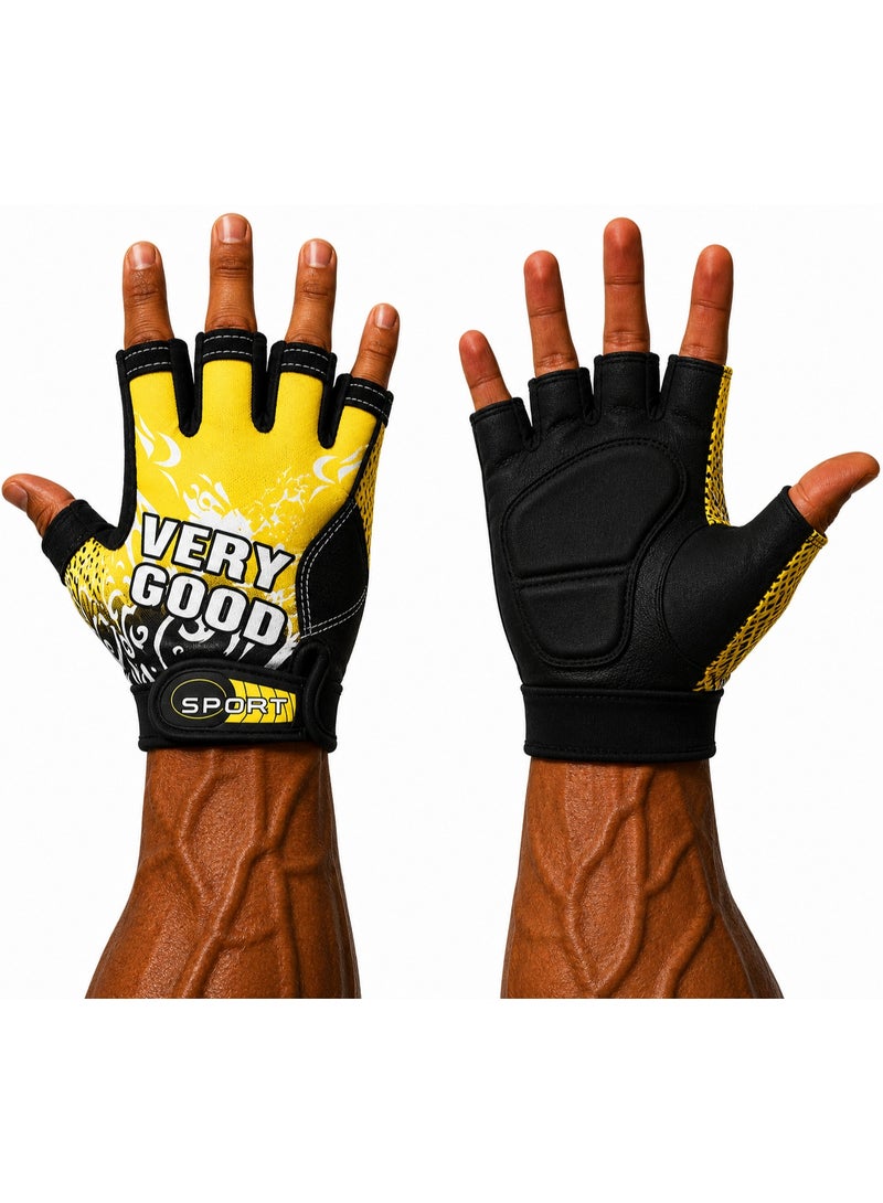 Half-finger sports gloves for the gym, weightlifting, and bodybuilding with a modern design; padded fitness gloves for comfortable palms; non-slip gloves with wrist support; breathable training gloves for men and women, suitable for the gym, CrossFit, strength training, and cycling. - Image 1