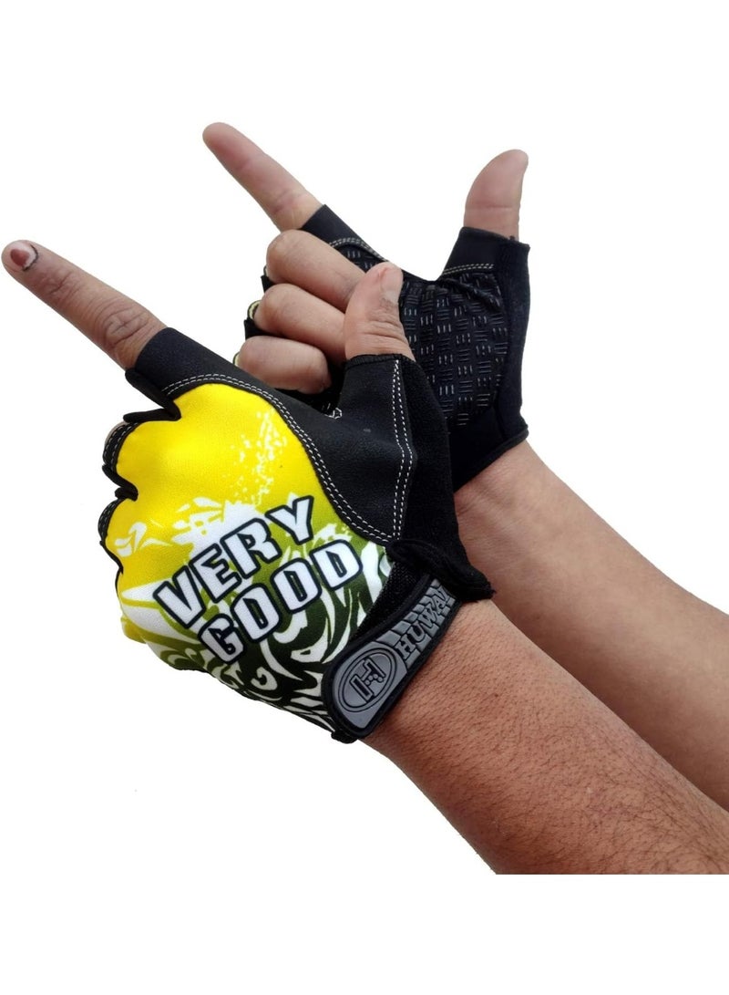 Half-finger sports gloves for the gym, weightlifting, and bodybuilding with a modern design; padded fitness gloves for comfortable palms; non-slip gloves with wrist support; breathable training gloves for men and women, suitable for the gym, CrossFit, strength training, and cycling. - Image 4