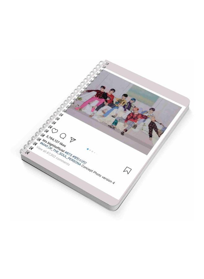 LOWHA A5 BTS Printed Spiral Bound Notebook White/Pink/Black - Image 2